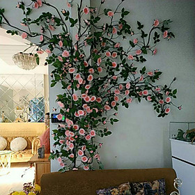 Mua Dây leo hoa hồng trà giả - dài 180cm - Cây giả  hoa lụa Decor trang trí nhà cửa