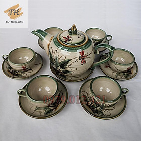 Mua Bộ ấm chén Bát Tràng men bóng vẽ Chuồn khoai
