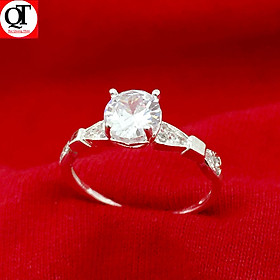 Nhẫn nữ bạc thiết kế ổ cao gắn kim cương nhân tạo chất liệu bạc thật không xi mạ  – QTNU60