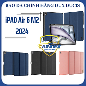 [iPad Air 6 M2] Bao Da Dành Cho iPad Air 6 11 inch M2 2024, iPad Air 6 13 inch M2 2024 Dux Ducis Domo Series Có Khe Cắm Bút - Hàng Chính Hãng - Đen - iPad Air 6 11" M2 2024