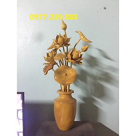 bình hoa sen gỗ mít cao 90cm