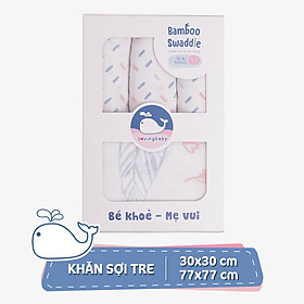 Khăn sữa cho bé Lovingbaby-Siêu thấm hút-Mềm mịn-An toàn cho da bé_set 1 khăn 77x77cm và 3 khăn 30x30cm