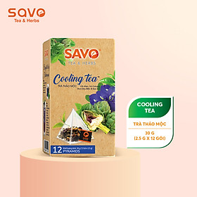 [Date 12/24] Trà Thảo Mộc Đặc Biệt Hoa Đậu Biếc Cooling Tea SAVO túi lọc kim tự tháp cao cấp (hộp 12 gói x 2.5g)