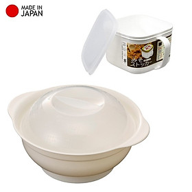 Mua Combo bát tô dùng trong lò vi sóng 1.2L + hộp thực phẩm nắp mềm có quai 800ml - made in Japan