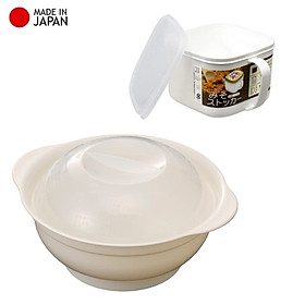 Combo bát tô dùng trong lò vi sóng 1.2L + hộp thực phẩm nắp mềm có quai 800ml - made in Japan