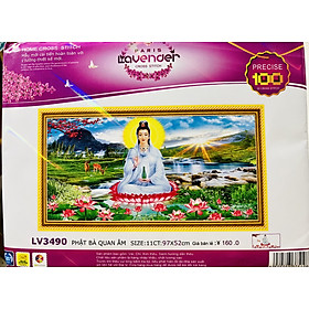 Mua Tranh thêu chữ thập Phật bà quan âm LV3490  kích thước 97 x 52 cm