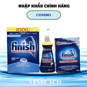 Combo Viên rửa bát Finish 110 viên + Muối Finish 1.2kg + Nước làm bóng Finish 400ml