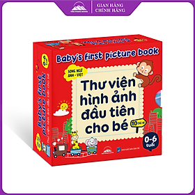 Sách - Thư Viện Hình Ảnh Đầu Tiên Cho Bé - Bộ Hộp 10 Chủ Đề Song Ngữ Cho Bé 0-6 Tuổi