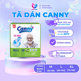  Tã Dán Người Lớn Canny Siêu Mềm, Siêu Thấm, Kháng Khuẩn Size M10, M/L10, XL10 (10miếng)