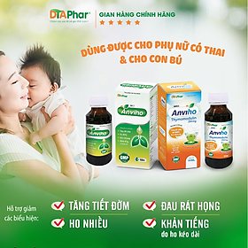 Siro ho cho mẹ bầu và trẻ sơ sinh Anviho Cam hỗ trợ giảm ho khan tiếng đau rát họng Chai 100ml Tâm An Pharma