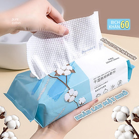 Mua Bịch 60 Khăn Lau Mặt Khô Bông Cotton Giấy Tẩy Trang Dùng 1 Lần Mềm Mịn Tái Sử Dụng Đa Năng
