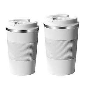 2pcs Portable Coffee Mug Drinks Leak-proof Insulated Cup With Lid Reusable