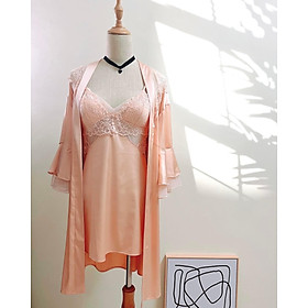 Váy Ngủ Trơn Phối Ren Hoa - B.Lingerie