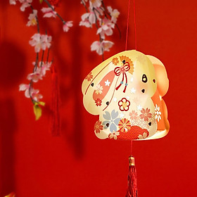 Rabbit Shaped Lantern Making DIY Accessories Props Pendants Glowing Hanging Lanterns Lamp Chinese Style for Festival Gift Room Decorative