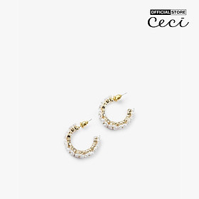 CECI - Khuyên tai nữ khoen tròn dạng hở thiết kế cánh hoa sang trọng CC1-09000083