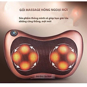 Gối Massage Hồng Ngoại 8 Bi - giải tỏa căng thẳng - hỗ trợ điều trị đau lưng - cột sống