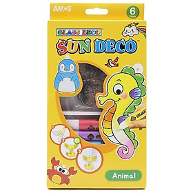 Bộ Màu Vẽ Trang Trí Trên Kính Sun Deco - Amos SD10P6-A - Animal