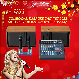 Mixer MTMax F9 Pro liền công xuất chuyên nghiệp tích hợp nhiều chức năng EQ reverb delay echo 16 chế độ kèm 2 micro không dây có combo dàn karaoke thỏa sức lựa chọn