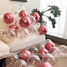 Mua Bóng bay trang trí sinh nhật  phòng cưới  khai trương sự kiện mix 10 quả các màu crom  sequin  đỏ lồng