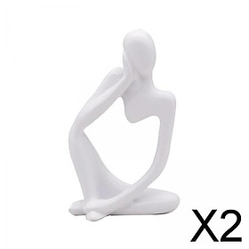 2xThinker Sculpture Figurine Home Statues Modern Bookshelf Decor White Left
