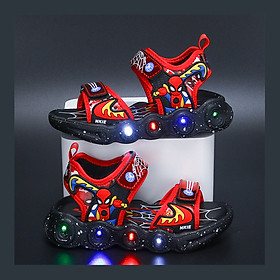 Giày Sandals siêu nhân có đèn đế bằng cho bé - GDS9038, giày êm nhẹ, đế chống trơn, trượt , chống mòn