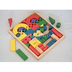 Đồ chơi gỗ bộ xếp hình 51 chi tiêt xây dựng giúp bé phát triển tư duy logic