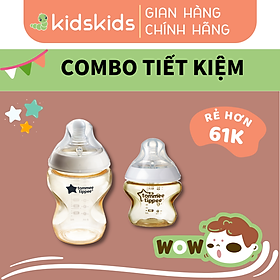 COMBO Bình Sữa PPSU Ty Siêu Mềm Tự Nhiên Tommee Tippee Closer To Nature 150ml & 260ml Núm Ty 0-3 Tháng và 3-6 Tháng