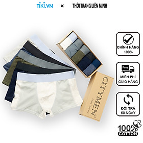 Hình ảnh Hộp 5 quần lót nam Boxer cao cấp nhiều lưng vải cotton 4 chiều có phối lưới mịn mát thoáng khí co giãn đàn hồi tốt, nhiều màu, quần xì đồ lót sịp đùi nam - ( Giao màu ngãu nhiên )