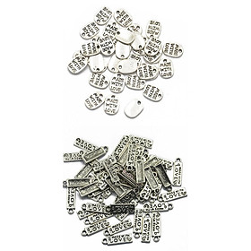 100pcs Tibet Silver DIY Made With Love Charms Pendant for Jewelry Making