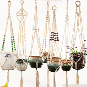 Gardening Flowerpot Net Bag Plant Green Hanging Basket Hanger Cotton Hemp Rope