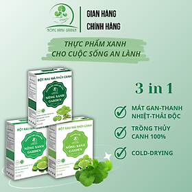Nông Xanh Garden Combo 3 Hộp Bột Rau Má Thủy Canh Nguyên Chất + Có Đường + Đậu Xanh Cốt Dừa Hộp 15 gói hòa tan uống liền, dễ uống, thanh nhiệt, thải độc, làm đẹp da