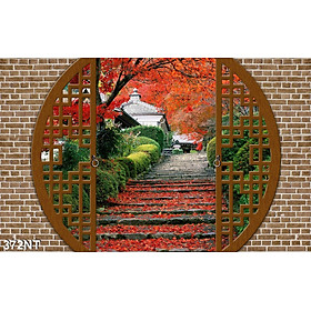 TRANH DÁN TƯỜNG 3D CỬA SỔ PHONG CẢNH ĐẸP 372NT - TRANH DÁN TƯỜNG HÌNH Ô CỬA SỔ NHÌN RA PHONG CẢNH