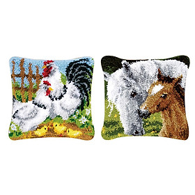 DIY Latch Hook Kits Pillow Case Cushion Cover Making Package - Animal Family