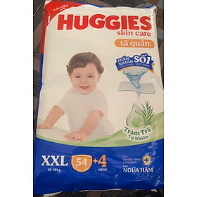 (54+4 Miếng) - Tã quần Huggies XXL54 Cho Bé Trên 15kg -Tràm trà tự nhiên ngừa hăm - Date luôn mới