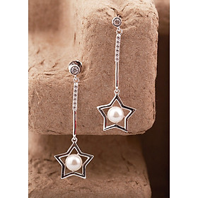 Bông tai bạc dài đính ngọc trai họa tiết ngôi sao thiết kế từ thương hiệu OPAL - YOT12-16