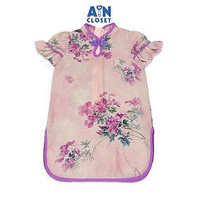 Đầm Sườn Xám bé gái họa tiết hoa Nghệ Tây Tím đũi tơ - AICDBG5YFS8X - AIN Closet