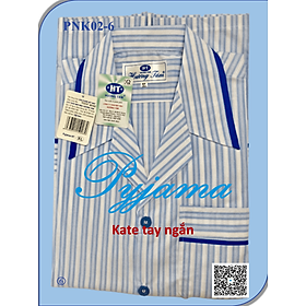 Bộ Pyjama HUONGTAM Kate  tay ngắn nam cao cấp(PNK02). Chất liệu Kate loại tốt:  mềm mại, thoáng mát, không phai màu