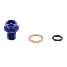 Magnetic Engine Oil Drain Plug Nut Repair Bolt with Washer Kit for Dirt Bike - Blue