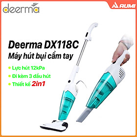 Máy hút bụi cầm tay mini Deerma DX118C dung tích bình chứa bụi 1.2L - Hàng chính hãng