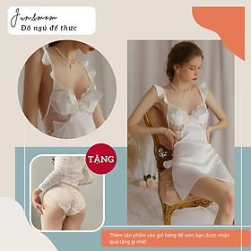 Váy ngủ sexy gợi cảm đồ ngủ dây vai tuỳ chỉnh  - chất lụa satin phối ren nhẹ nhàng_DN14