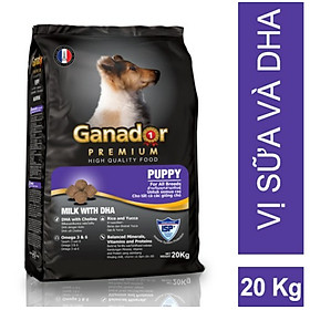 Thức ăn cho chó con Ganador vị sữa & DHA Milk & DHA 20kg (dạng xá) 