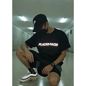 Áo thun Tay lỡ Nam Nữ Form Rộng In Phản quang Thập PP màu đen Trùm Unisex