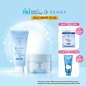 Bộ sữa rửa mặt dạng gel dịu nhẹ và Mặt Nạ Ngủ Cấp Ẩm Chuyên Sâu Senka (Senka Perfect Gel Gentle Wash và Senka Deep Moist Gel Cream 50G)
