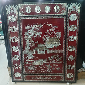 Tranh sơn mài liễn thờ cửu huyền thất tổ cẩn ốc cao cấp Thanh Bình Lê 120x143 cm