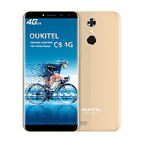 OUKITEL C8 4G Mobile Phone 18:9 5.5 Inch HD Display With LTPS Tech MT6737 Quad-core 1.3GHz Rear Camera 13MP Front Camera