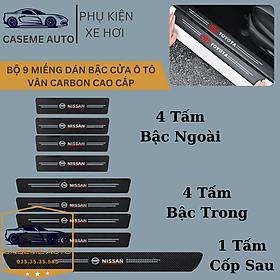 Bộ 9 Miếng Dán Vân Carbon Chống Trầy Xước Bậc Cửa Ô Tô - Hàng Chính Hãng - Nissan