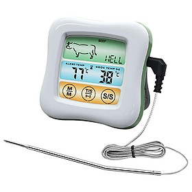 LCD Display Meat Thermometer for Cooking Touch Screen Clock with white