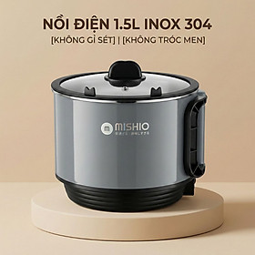 Nồi Lẩu Điện Mini 1.5L Mishio MK392 600W lòng nồi inox 304 không gỉ sét - hàng chính hãng