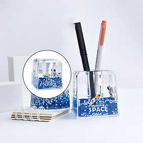 Acrylic Liquid Pen Holder Desk Organizer Desk Decor Floating Sparkle 3D Pen Holder for Office and Home