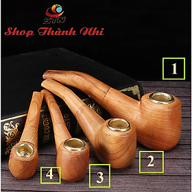 Tẩu thuốc gỗ gụ tự nhiên đơn giản độc lạ, dùng thuốc sợi, Shop Thành Nhi STN8558